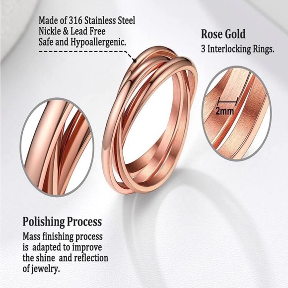 Gold-Tone Interlocking Stainless Promise Ring - Picture 4 of 4